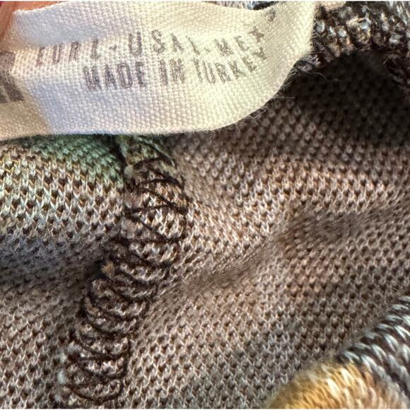 Wavy Pattern Flare Pants Brown Blue Beige Retro Style Trousers - Picture 7 of 7